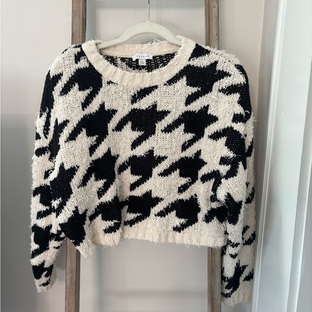 Topshop Black and Cream Houndstooth Sweater